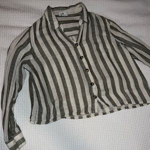 Green socialite striped button down